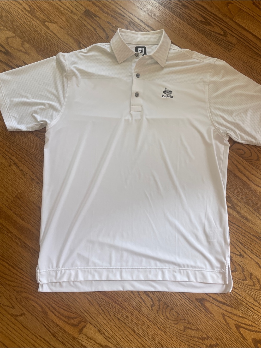 FootJoy White Men's Performance Golf Polo with Subtle Pattern Chest Logo Large